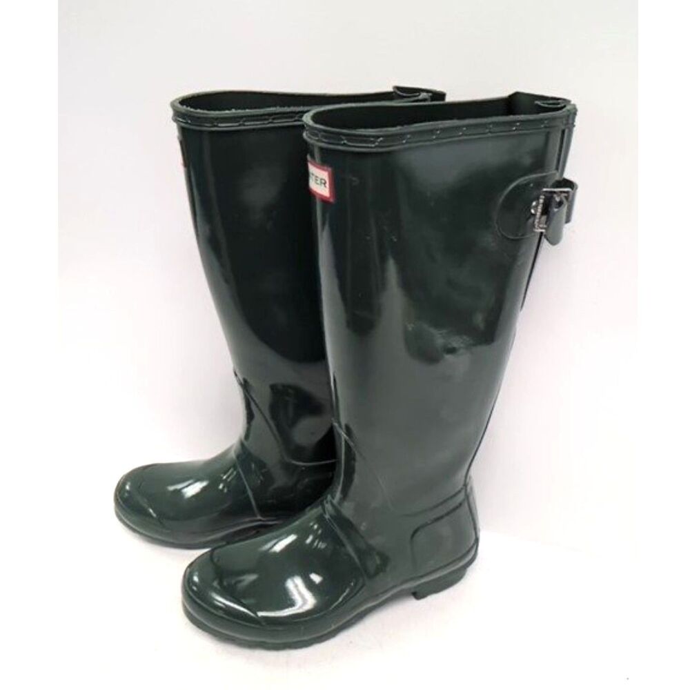 HUNTER Women's Original Tall Gloss Green Rain Boots - Size 7